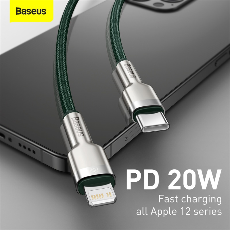 Dây Sạc Nhanh iPhone PD 20W Type C to Lightning - Cáp Sạc Nhanh Baseus Cafule Metal Data Cable Dài 1M/2M Chính Hãng