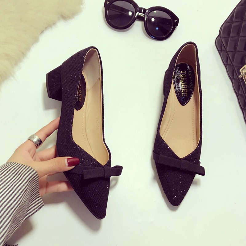 Giày Búp Bê Mũi Nhọn Đính Kim Sa Lấp Lánh Thời Trang Mùa Thu | BigBuy360 - bigbuy360.vn