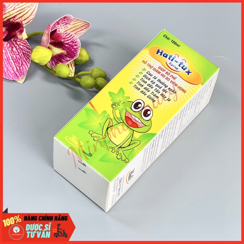 Siro Hati-tux Hỗ trợ Giảm ho, Giảm đau họng Chai 100ml/ Hộp 30 gói - Minpharmacy