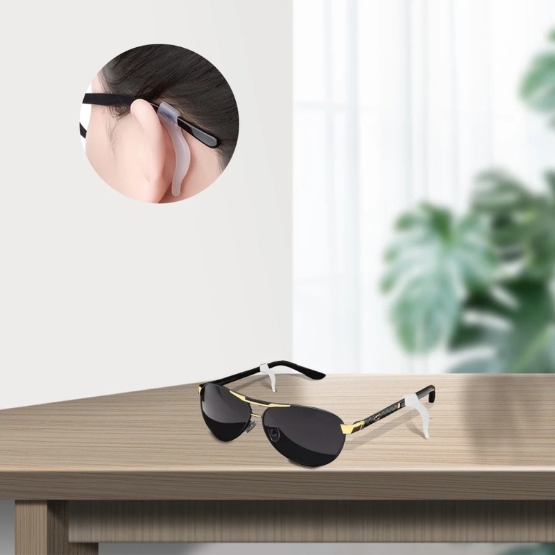 1 Cặp Giá Đỡ Mắt Kính Chống Trượt Bằng Silicon Màu Trắng/Đen Có Móc Tai Dùng Khi Chơi Thể Thao