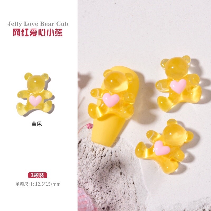 Charm Gấu Tim Trang Trí Móng