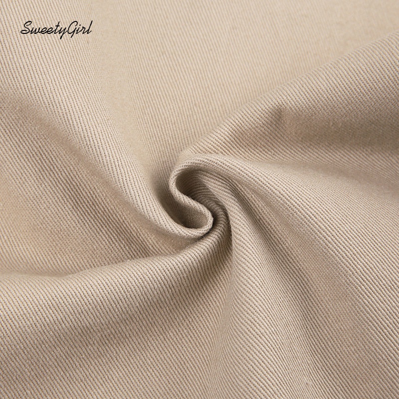 Quần Kaki Dài Lưng Cao Dáng Rộng Màu Trơn Phối Túi Thời Trang 2022 Cho Nữ