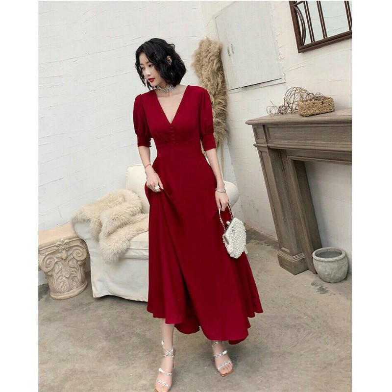 Váy Maxi Đi Biển Xòe Dài Cổ V - Đầm Maxi Du Lịch - Maxi Dress Dạ Hội Siêu Đẹp Siêu Sang