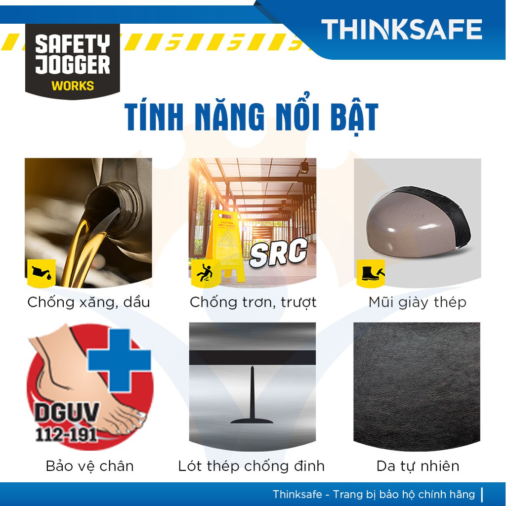 Giày bảo hộ lao động nam Jogger Thinksafe da bò thoáng khí, chống thấm nước, chống đinh, giày công trường - Bestrun2