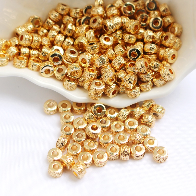 Bộ 50 Hạt Đồng 4k Lỗ Cỡ Lớn 3.5 * 5.5mm Làm Trang Sức diy