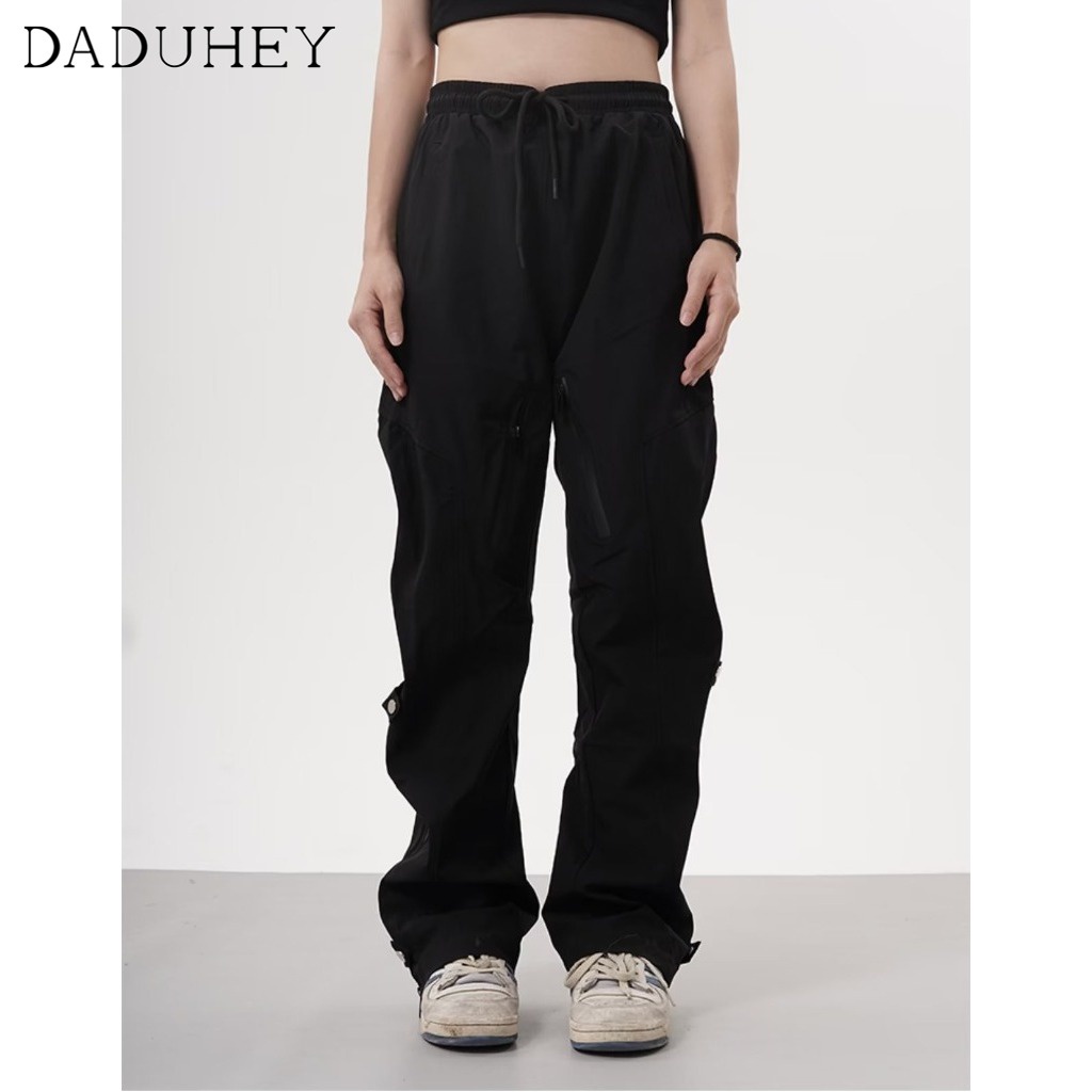 DaDuHey European and American Ins Fashion Brand Outdoor Waterproof Zipper Functional Overalls Men's and Women's Loose Straight Casual Pants
