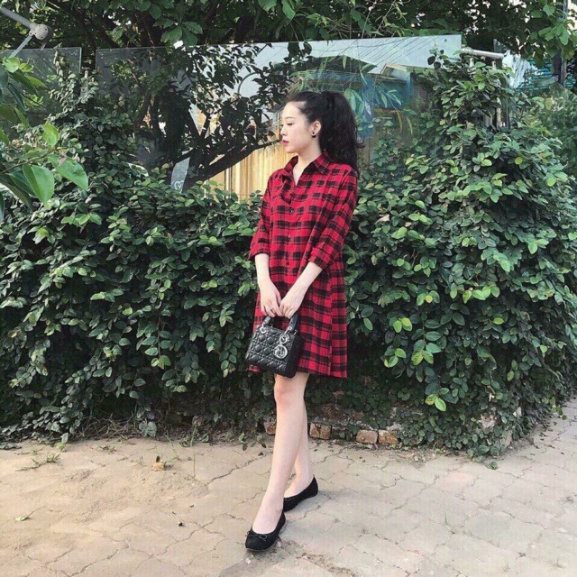 Sơ mi váy kẻ