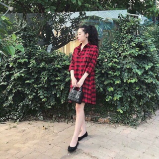 Sơ mi váy kẻ
