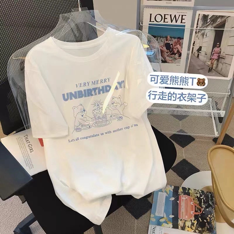 Áo Thun Ngắn Tay Dáng Rộng Thời Trang Mùa Hè Hàn Quốc