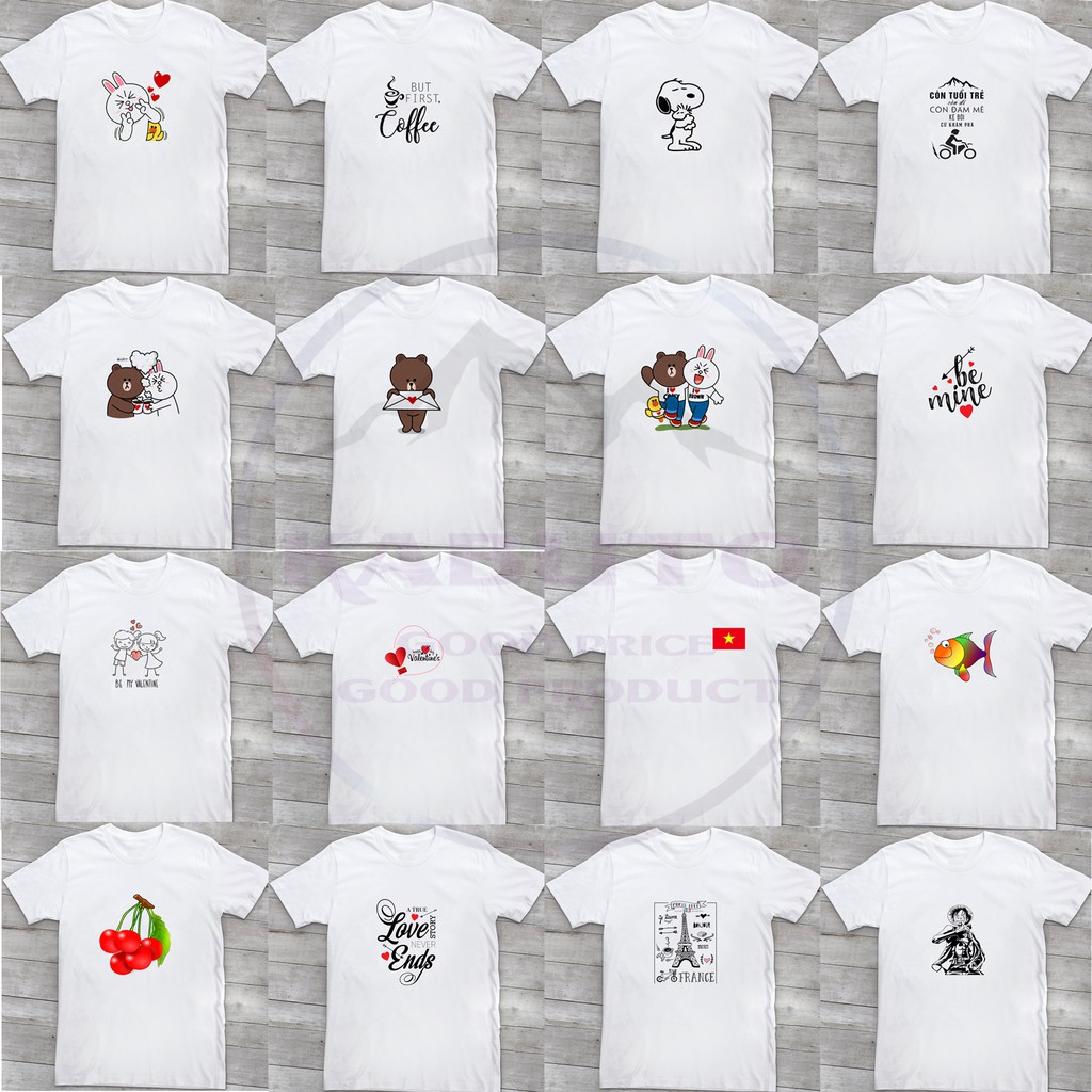 COMBO 3 ÁO IN HÌNH NGẪU NHIÊN NHIỀU MÀU ĐỦ SIZE