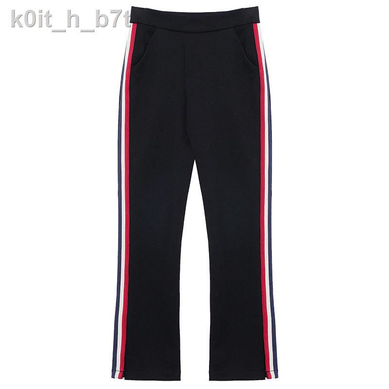 ❐❀℡Quần thể thao ống loe nữ sinh 2020 phiên bản Hàn Quốc quần âu ống suông cạp cao co giãn quần xẻ tám chín điểm | BigBuy360 - bigbuy360.vn