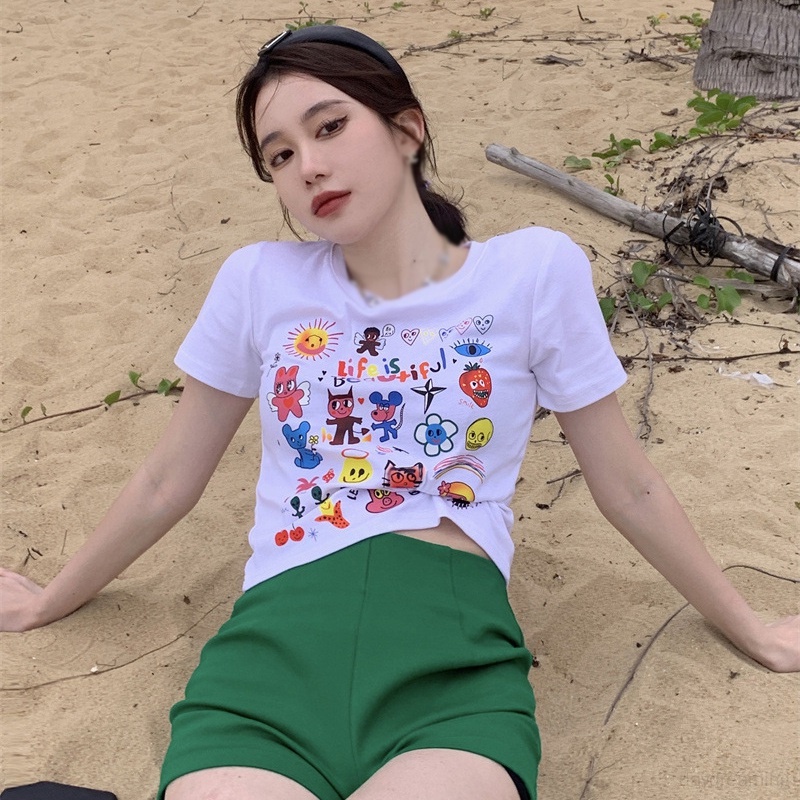 Áo Thun Ngắn Tay Phong Cách Hàn Quốc Thời Trang Cho Nữ