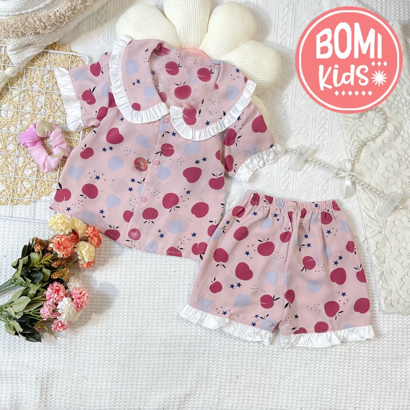[ 13KG - 31KG ] Bộ Mặc Nhà Cộc Tay Bèo Pizama Lụa Cao Cấp Cho Bé - BM16