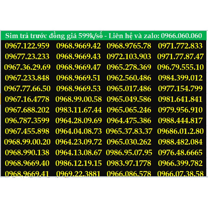 Bán vốn kho sim số đẹp 10 số