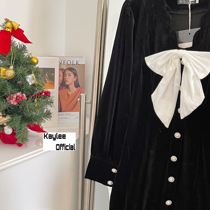 Váy Nhung Đuôi Cá Khuy Ngọc Tiểu Thư Hàng QC ảnh thật cận chất Kaylee | BigBuy360 - bigbuy360.vn