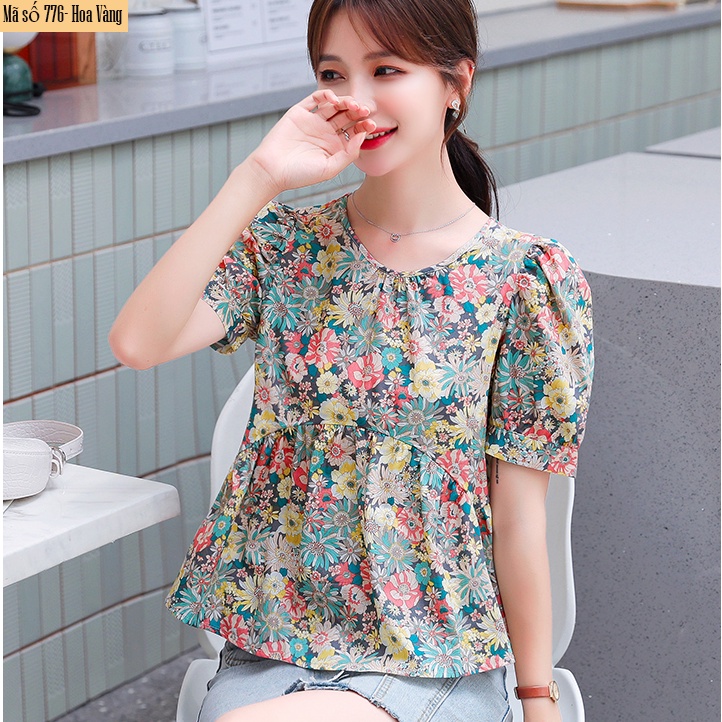 Áo sơ mi HOA BABYDOLL vải cotton - B776