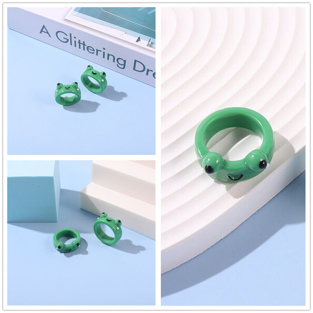 1 Nhẫn Resin Đeo Ngón Trỏ Hình Chú Ếch Hoạt Hình Thời Trang Dành Cho Nữ