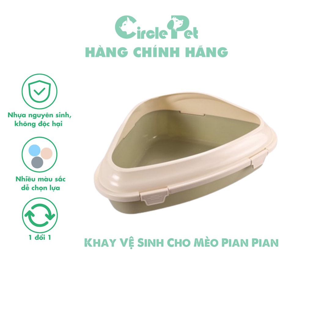Khay Vệ Sinh Cho Mèo Pian Pian Hình Tam Giác Chất Liệu Nhựa Cao Cấp P1135 52 x 38 x 18 cm  - Circle Pet