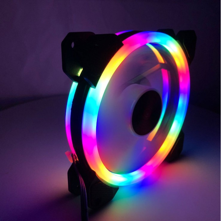 Quạt Tản Nhiệt, Fan Case Coolmoon V2.2 Led RGB 2 Vòng Ring - Không Cần Hub