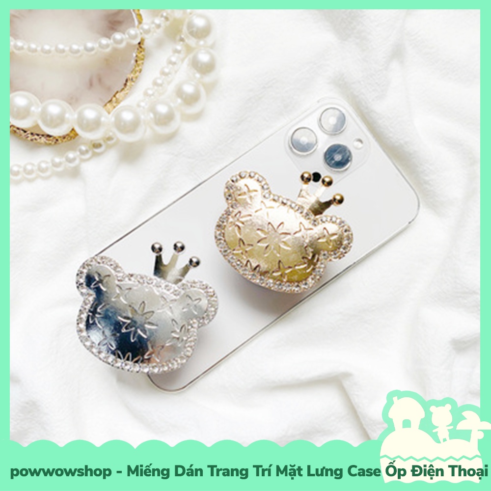 [Sẵn VN - Hỏa Tốc] Miếng Dán Nhựa Kim Loại Mini DIY 3M Tay Vịn Trang Trí Mặt Lưng Ốp Điện Thoại Mẫu Bear Crown