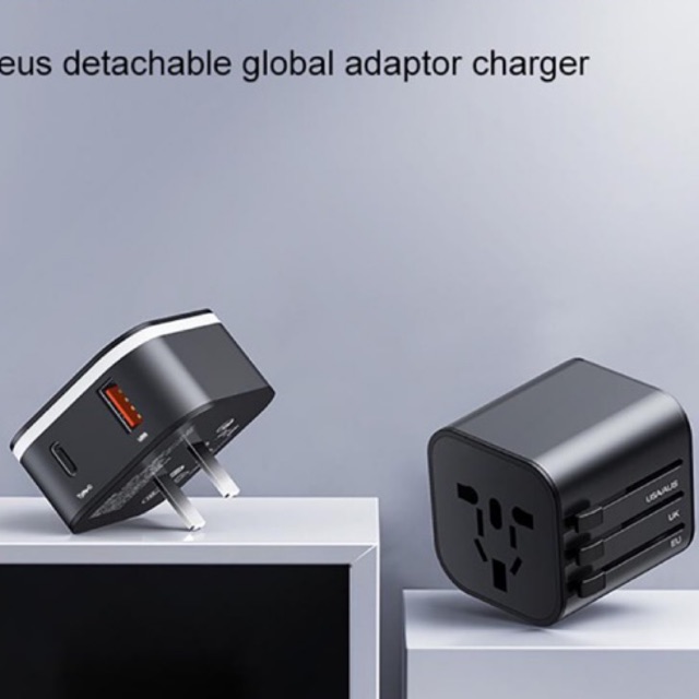 Bộ sạc adapter du lịch Baseus Removable 2in1 Universal Travel Adapter PPS Quick Charger, tương thích 200 quốc gia, 3A