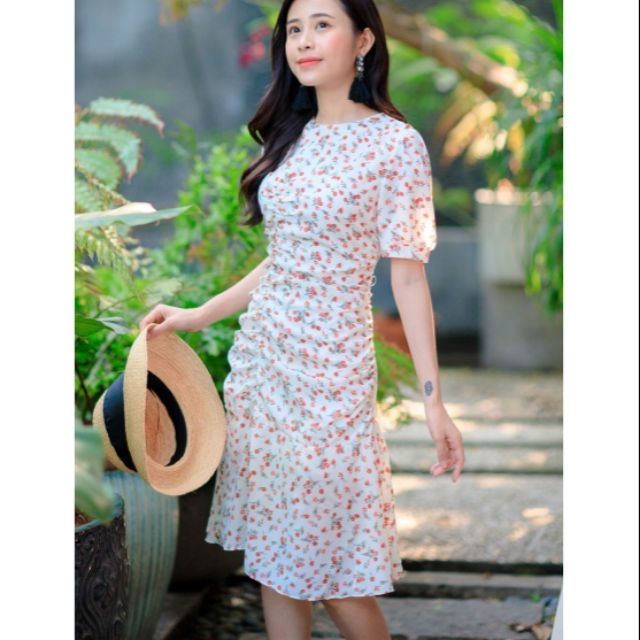 Nhập WAFS1921 giảm 15% tối đa 30k đơn 99k_ Đầm hoa nhún sườn (4 màu, ảnh thật)