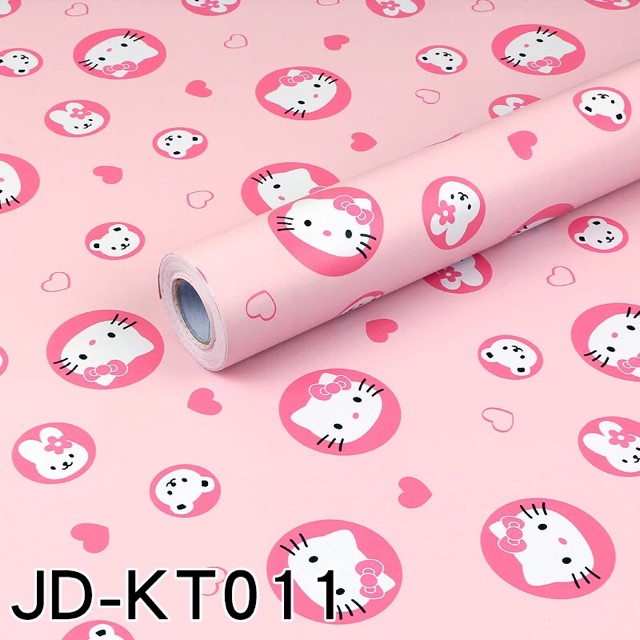 Giấy dán tường hello kitty màu hồng