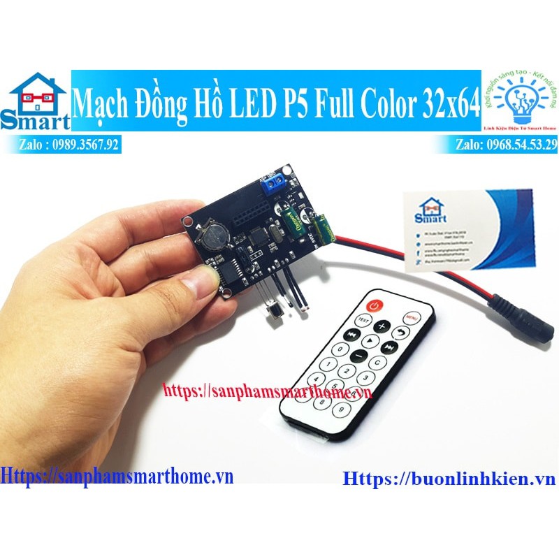 MẠCH ĐỒNG HỒ LED P5 FULL COLOR 32×64