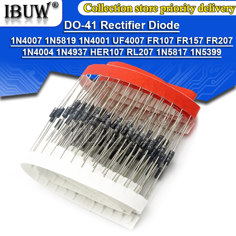 Set 100 Điốt Chỉnh Lưu 1N4007 1N5819 1N4001 UF4007 FR107 FR157 FR207 1N4004 1N4937 HER107 RL207 1N5817 1N5399 DO-41 1N60 4N914