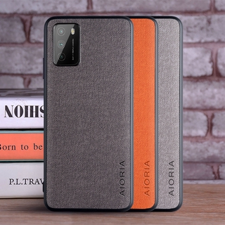 Ốp Lưng Cho Xiaomi Poco M3 coque Sang Trọng Dệt Da Mềm TPU Cứng Vỏ Điện Thoại Cho Poco M3 case funda