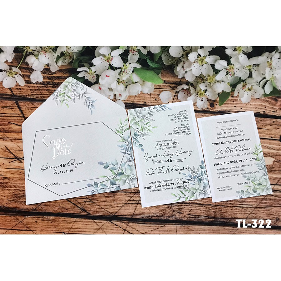 50 thiệp cưới TL-322 . Vui lòng cung cấp nội dung in sau khi đặt hàng