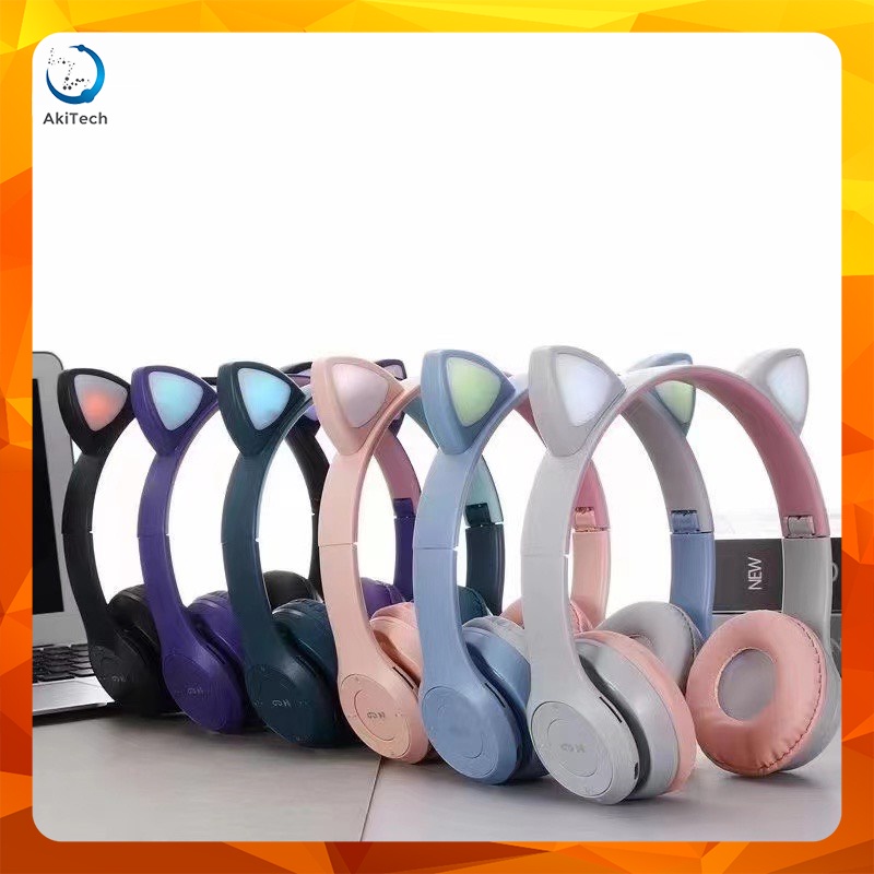 Tai Nghe Mèo Bluetooth Headphone dễ thương chống ồn có đèn led siêu cute