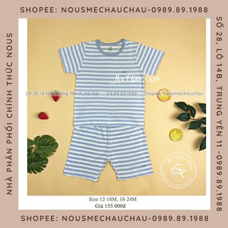 Bộ CVC Thường Kẻ Xanh Tím Nhạt Trắng (Size Từ12-18M Đến 18-24M) NOUS