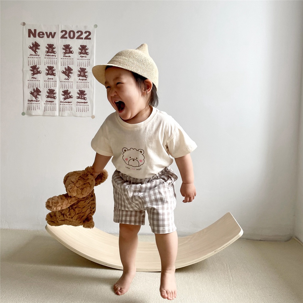 Set Áo Thun cotton Ngắn Tay Và Quần short Thời Trang Mùa Hè Hàn Quốc Mới Cho Bé