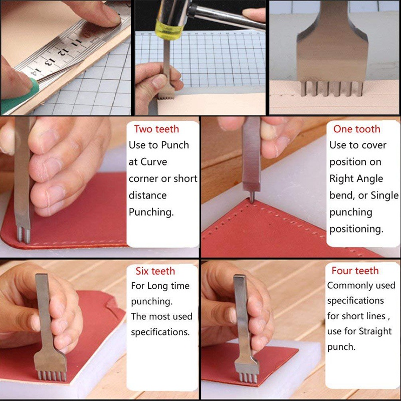 Bộ Dụng Cụ Đục Lỗ Đồ Da 4mm 1 / 2 / 4 / 6 Prong