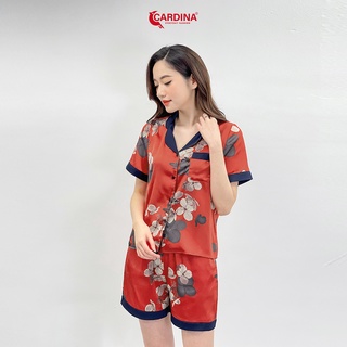 Đồ Bộ Nữ 𝐂𝐀𝐑𝐃𝐈𝐍𝐀 Pijama Chất Lụa Satin Nhật Cao Cấp Quần Đùi Áo Cộc Tay Họa Tiết 1Pi24