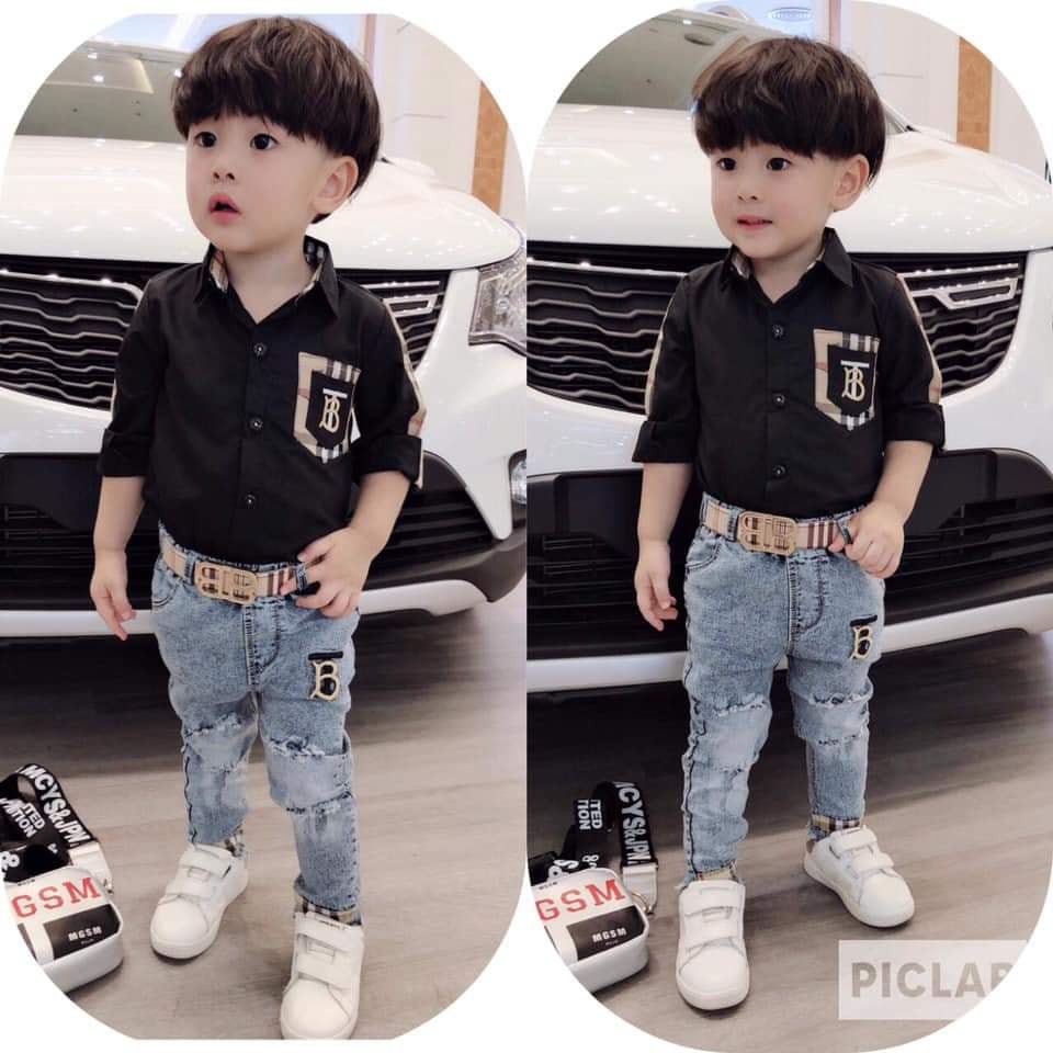 Set bộ kèm thắt lưng cho bé trai