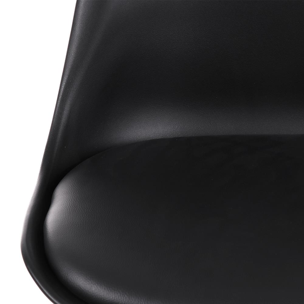HomeBase FURDINI Ghế ngồi chân gỗ sồi đệm bọc da PU êm ái W48,5xH82xD52cm màu đen