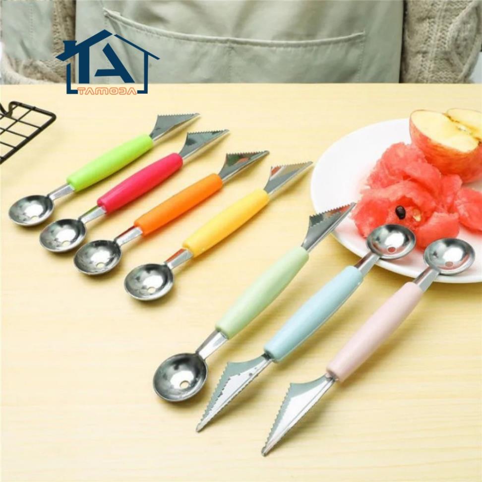 Dao tỉa 2 đầu inox nạo tạo hình trái cây củ quả thẩm m