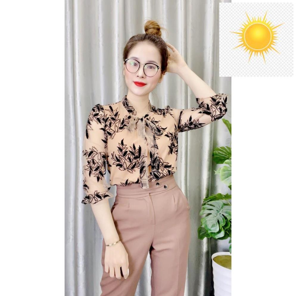 👠 Áo sơ mi nữ kiểu công sở ngắn tay cổ nơ tay voan chất liệu mềm mát A392 Candy Fashion 👠