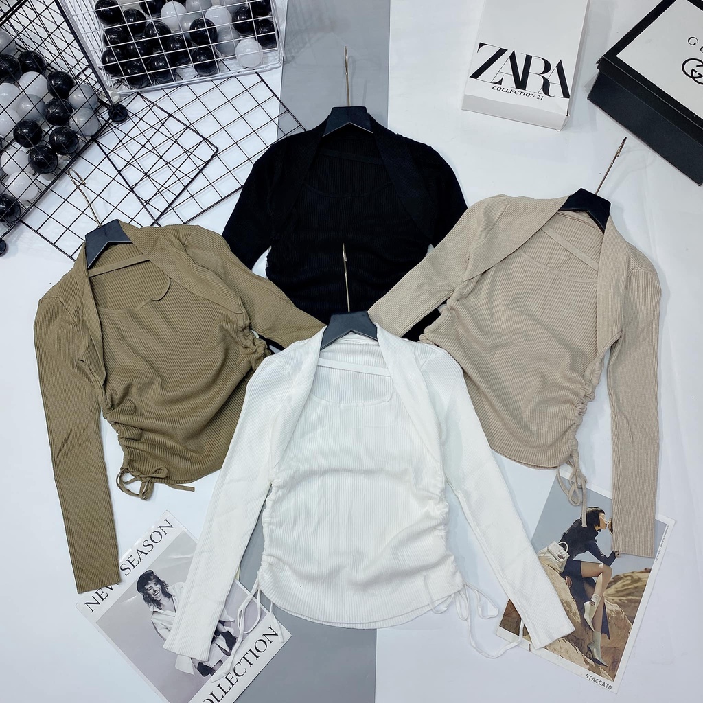 Áo len dây chéo cổ rút eo hot 9071(kèm ảnh thật,video) | BigBuy360 - bigbuy360.vn