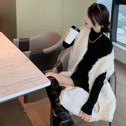 Áo Khoác Len Không Tay Cổ Lọ Thời Trang Nữ