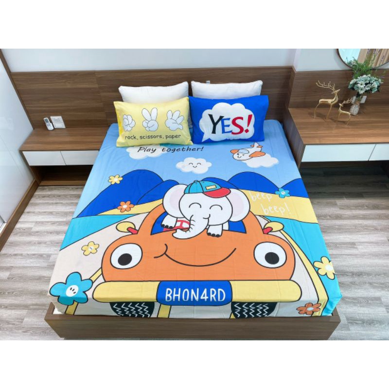 Bộ Ga Gối Cotton 100% 5D Trẻ Em- Bộ Ga Giường 3 Món Trẻ Em mát mềm mịn an toàn với làm da bé
