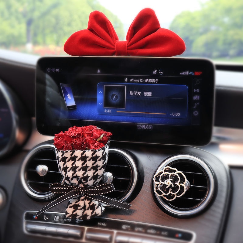 [Phong Cách Công Chúa!]Nơ Ruy Băng Trang Trí Bảng Điều Khiển Xe Hơi Đáng Yêu