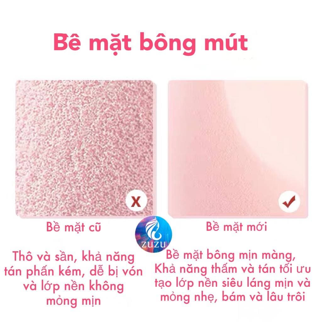 Set 3 mút tán kem nền thế hệ mới tạo lớp nền siêu mỏng và mịn Zuzu Cosmetic HUBEAUTY