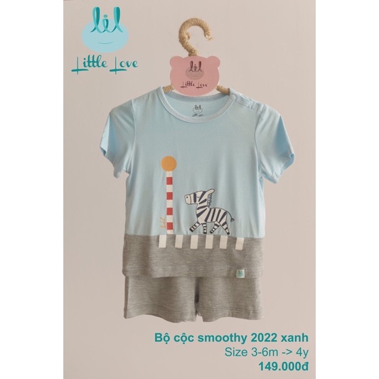 LIL Bộ cộc tay hoạ tiết quần sọc chất peptit mịn mát cho bé từ 6m-4y