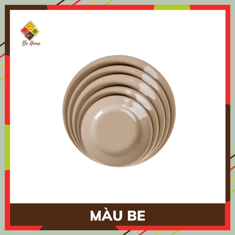 Đĩa ăn cơm BEHOME Đĩa Nhựa Phíp Cao Cấp Melamine 4 Màu Chịu nhiệt độ cao Đĩa ăn cao cấp Hàn Quốc