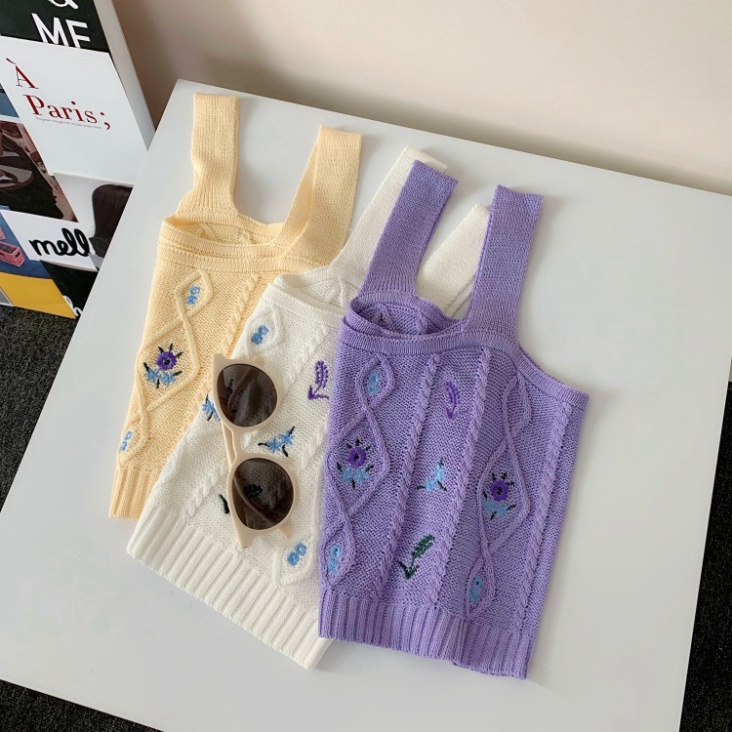 Áo 2 dây bản to croptop sexy kiểu Hàn Quốc LUHAZO phong cách Ulzzang nhiều màu ôm body thêu hoa Siêu Hot K5T3