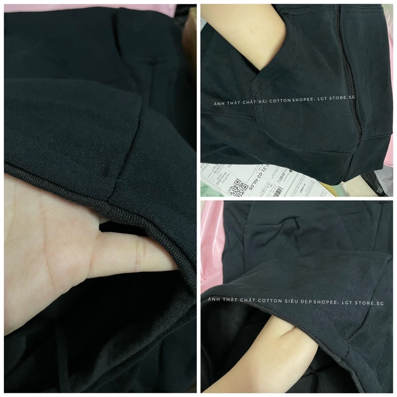 Áo khoác hoodie zip đen trơn [CÓ ẢNH THẬT] chất vải cotton siêu đẹp