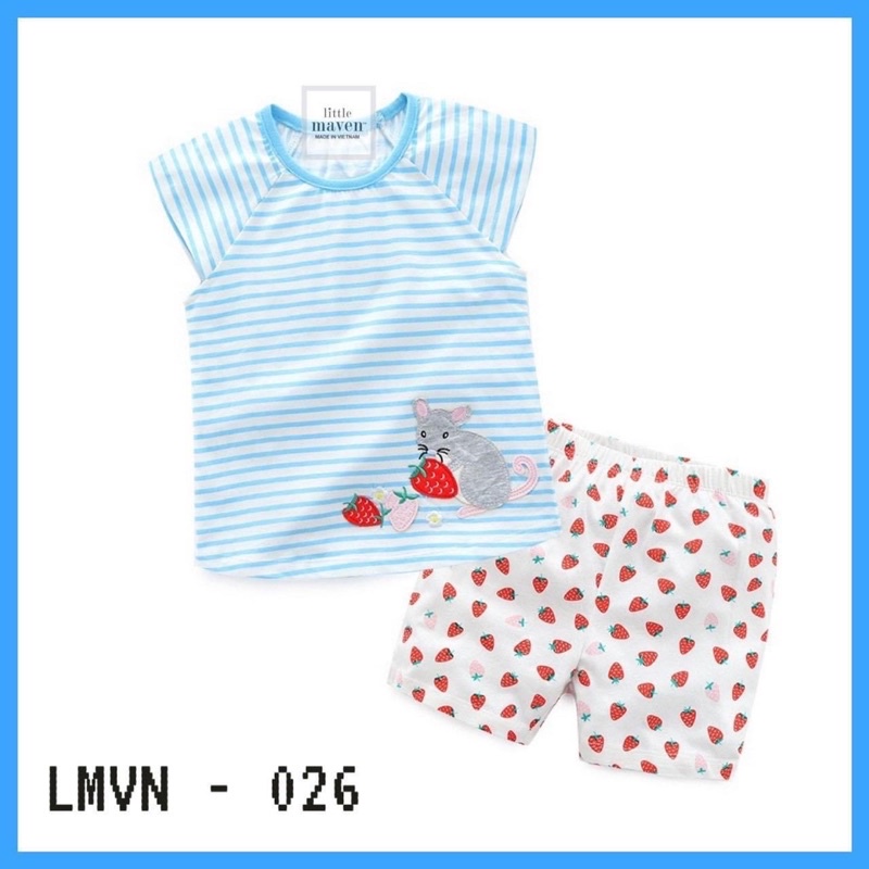 Bộ cộc tay Little maven cho bé gái size từ 12-24 cân